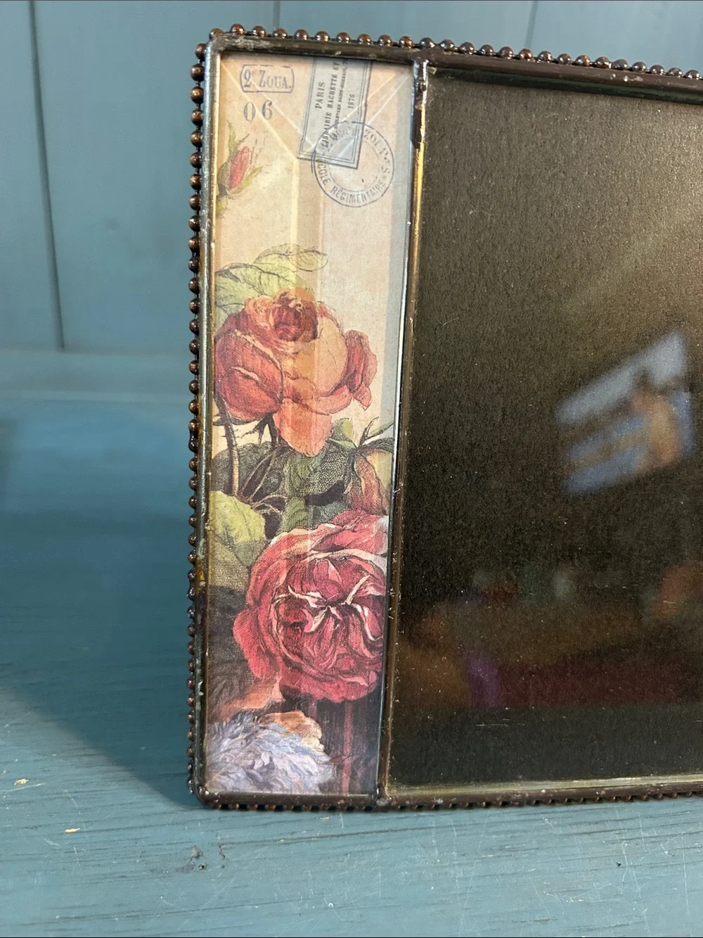 Vintage Antique Style Floral Picture Frame in Rose and Cream - 4 x 6” | EUC